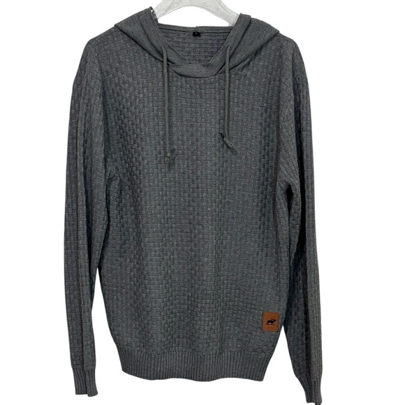 ELK - SIZE LARGE - SOFT GRAY - KNIT LIKE WAFFLE WEAVE - HOODIE - SIZE LARGE B19 - Picture 1 of 10